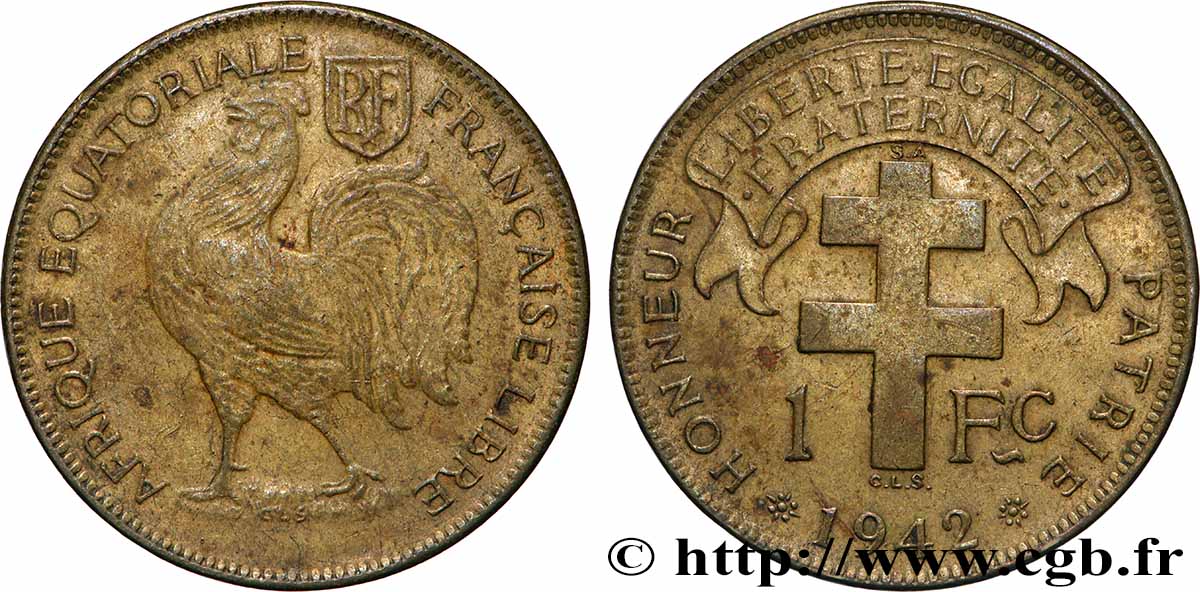 FRENCH EQUATORIAL AFRICA - FREE FRANCE  1 Franc 1942 Prétoria XF 