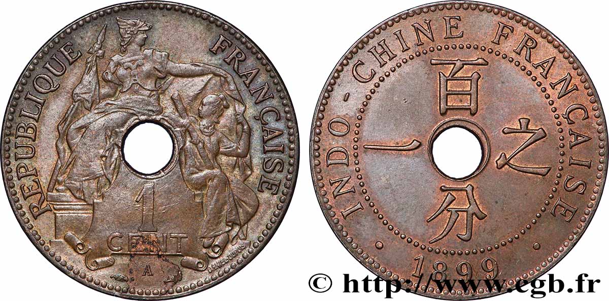 FRANZÖSISCHE-INDOCHINA 1 Centième 1899 Paris fVZ 