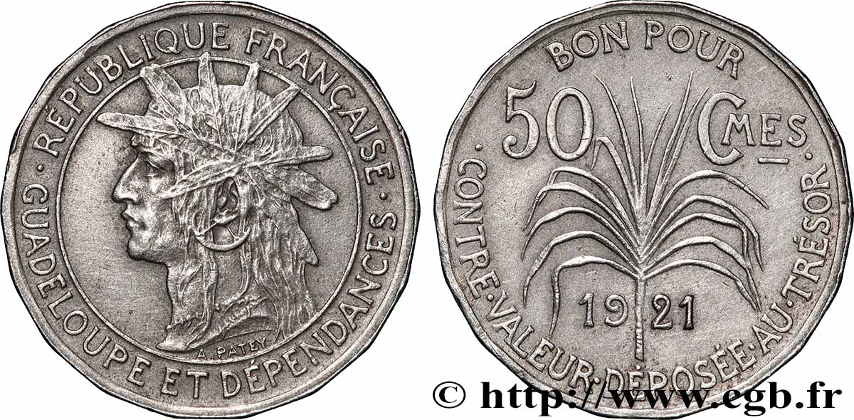 GUADELOUPE Bon pour 50 Centimes 1921  SS 