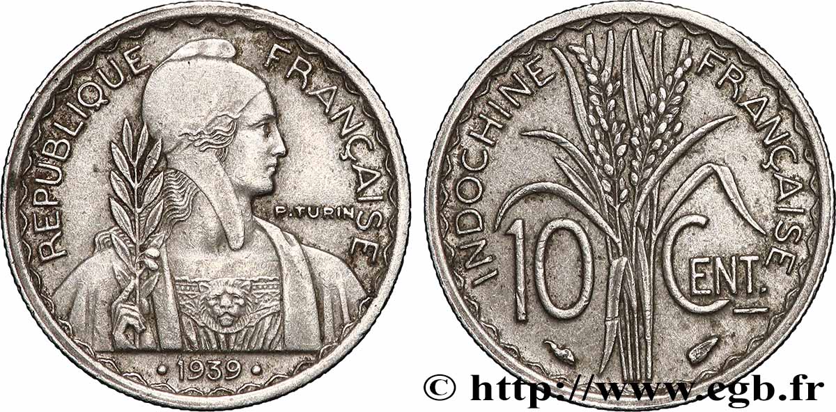 FRENCH INDOCHINA 10 Centièmes 1939 Paris AU 