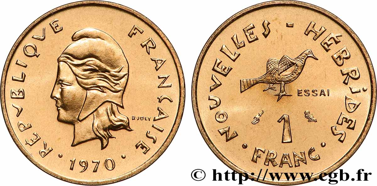 NEW HEBRIDES (VANUATU since 1980) Essai de 1 Franc 1970 Paris MS 