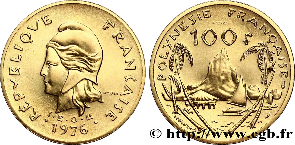 FRANZÖSISCHE-POLYNESIEN Essai de 100 Francs 1976 Paris fST 