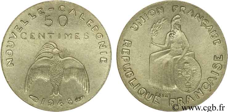 NUOVA CALEDONIA 50 Centimes ESSAI 1948 Paris MS 