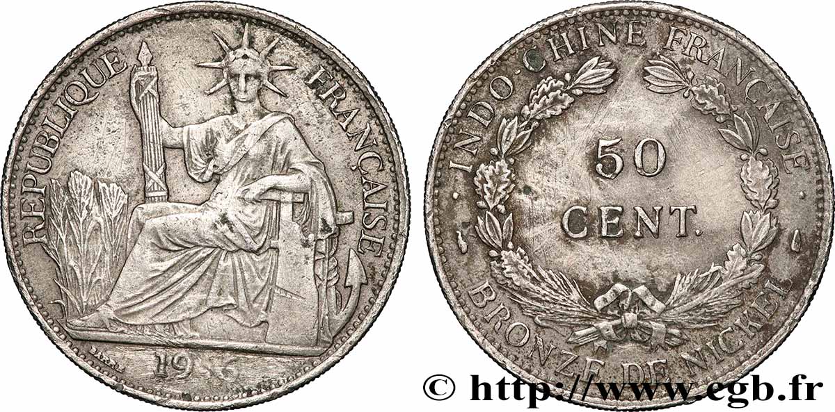 FRENCH INDOCHINA 50 Centièmes 1946 Paris XF 