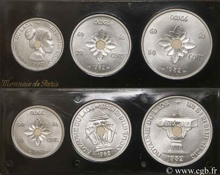 LAOS Boîte de 10, 20 et 50 cents ESSAI 1952 Paris FDC 