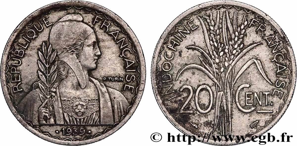 FRANZÖSISCHE-INDOCHINA 20 Centièmes 1939 Paris SS 