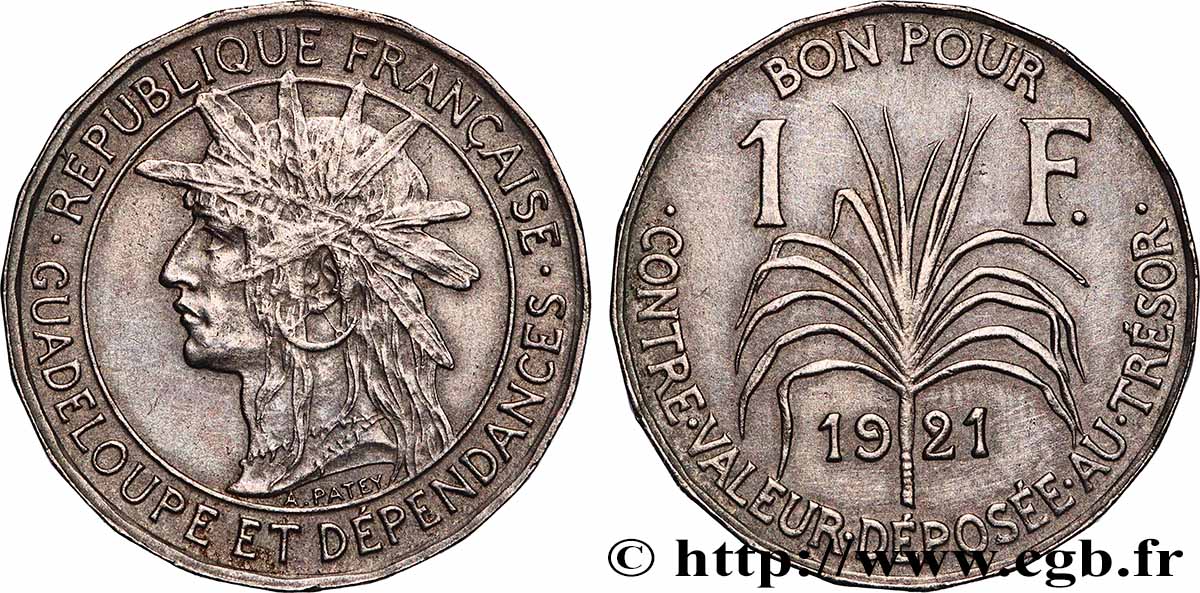 GUADELUPA Bon pour 1 Franc 1921  q.SPL 