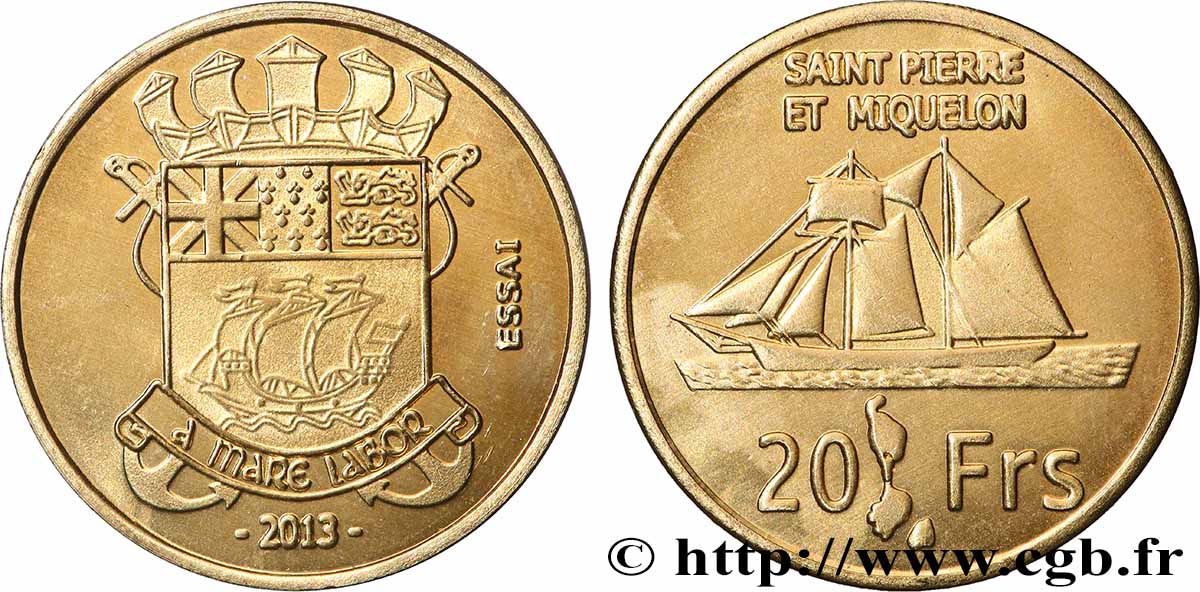 SAINT PIERRE ET MIQUELON Essai 20 Francs 2013  SPL 