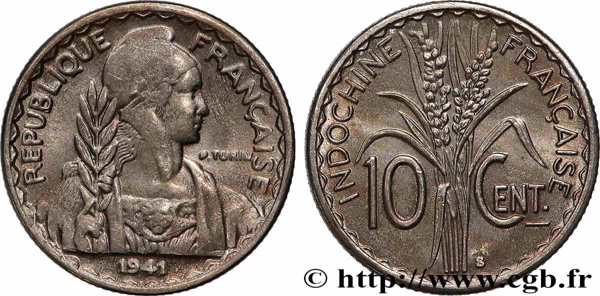 INDOCINA FRANCESE 10 Centièmes 1941 San Francisco SPL 