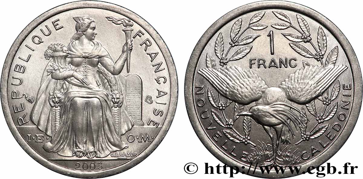 NOUVELLE CALÉDONIE 1 Franc I.E.O.M. 2003 Paris SPL 