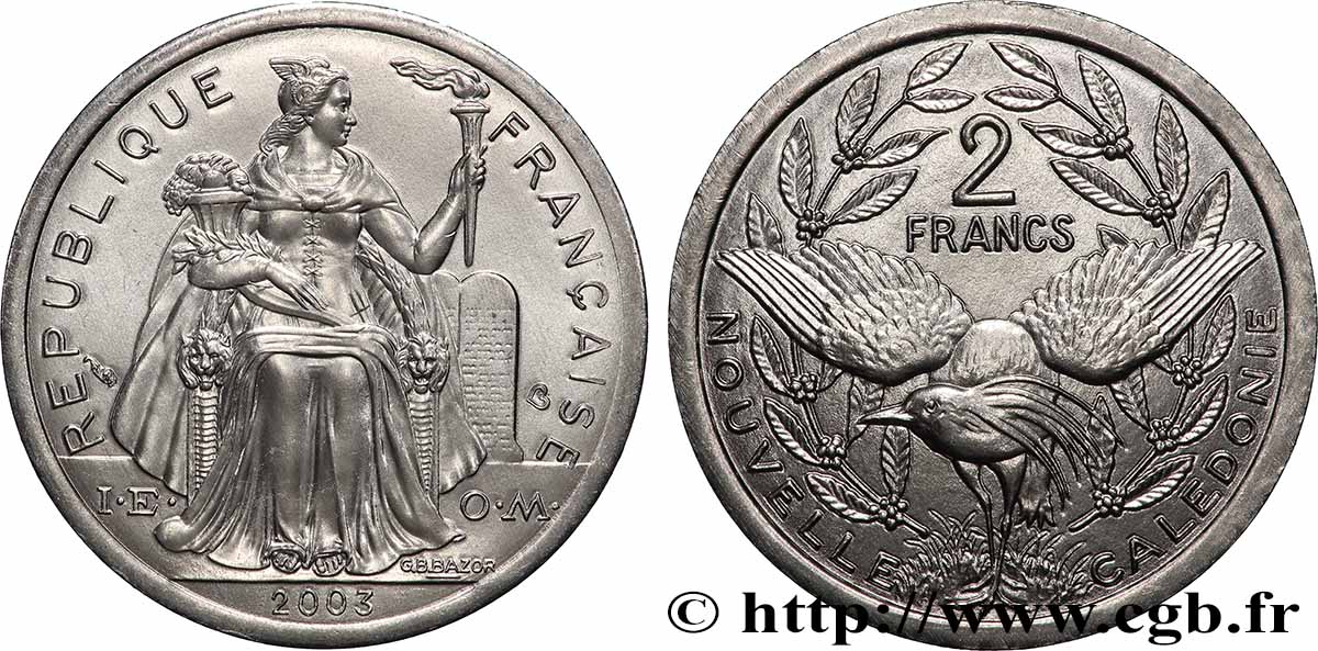 NOUVELLE CALÉDONIE 2 Francs I.E.O.M. 2003 Paris SPL 