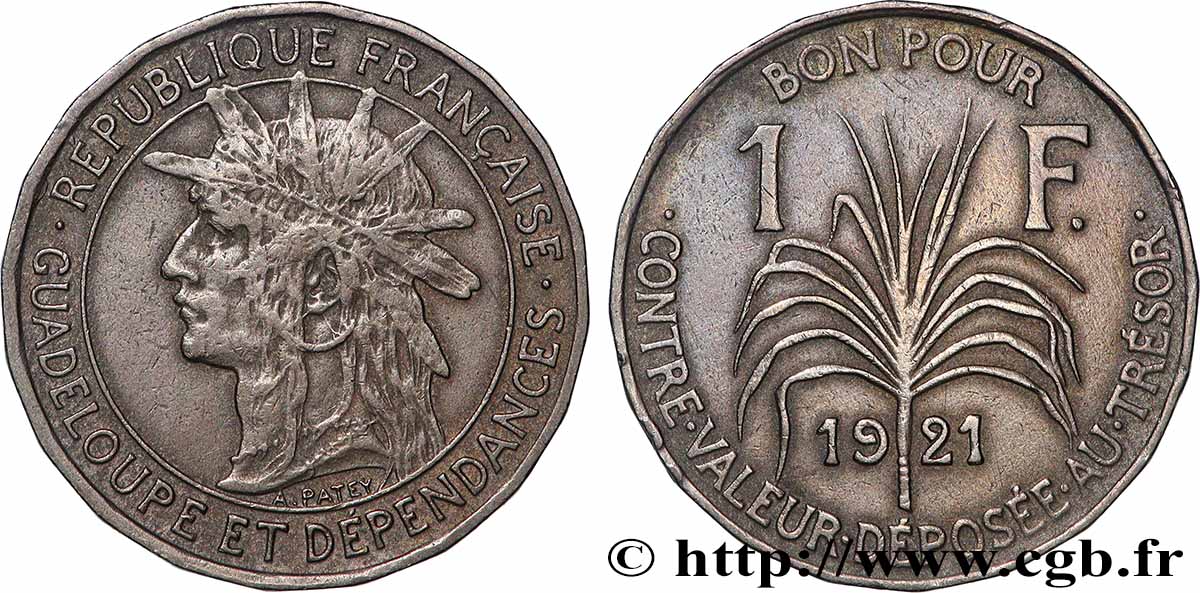 GUADELUPA Bon pour 1 Franc 1921  q.BB 