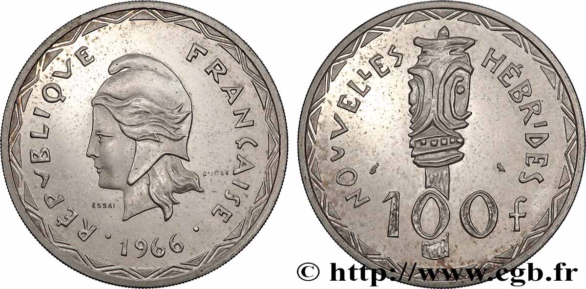 NOUVELLES HÉBRIDES (VANUATU depuis 1980) Essai de 100 Francs 1966 Paris SPL 