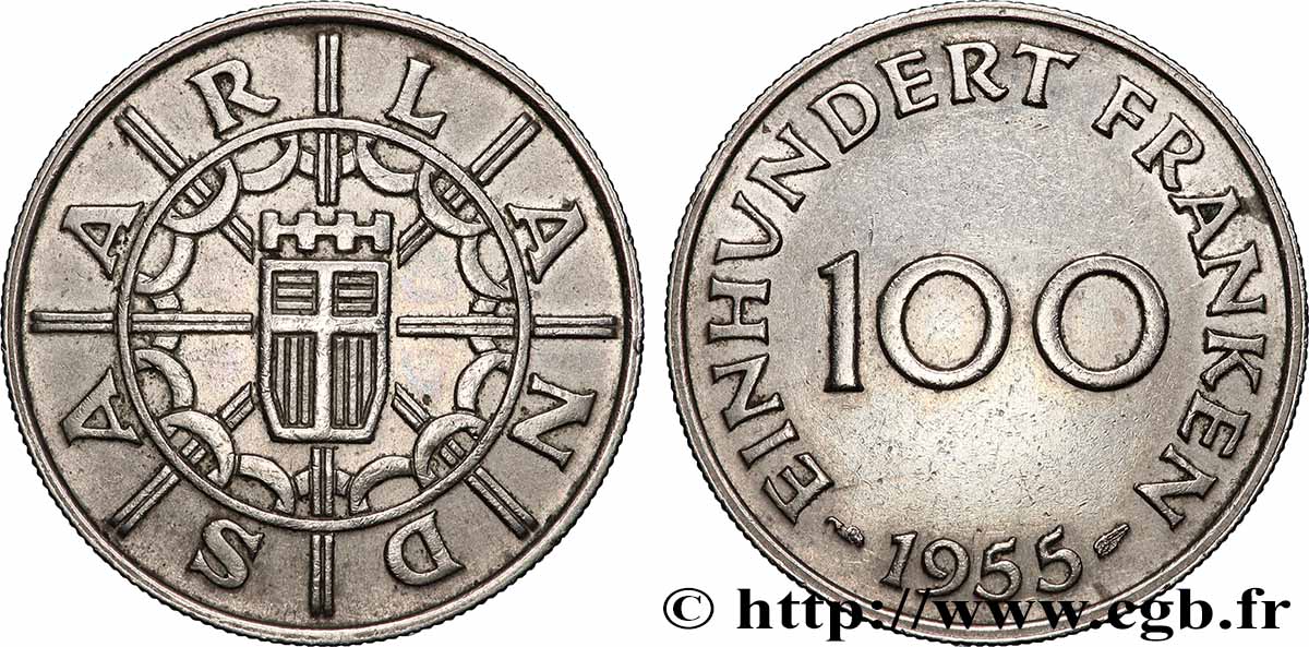 SAARLAND 100 Franken 1955 Paris AU 