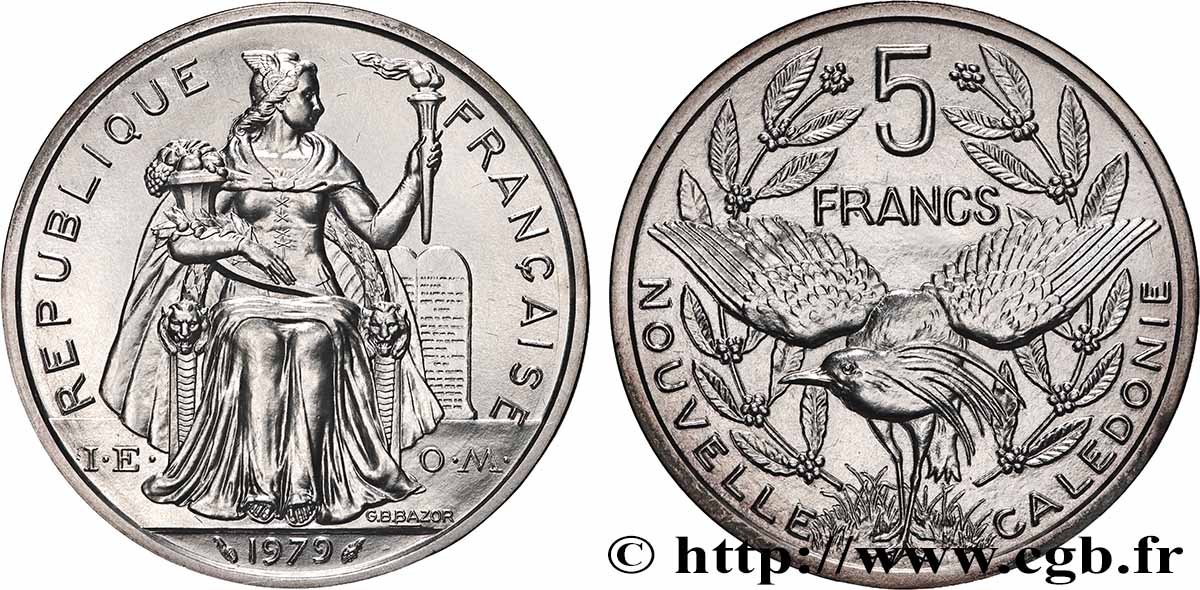 NEW CALEDONIA Piéfort 5 Francs I.E.O.M. 1979 Paris MS 
