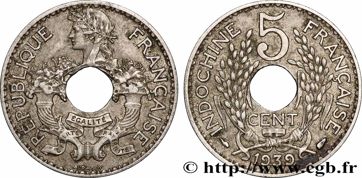 FRENCH INDOCHINA 5 Centièmes 1939 Paris AU 