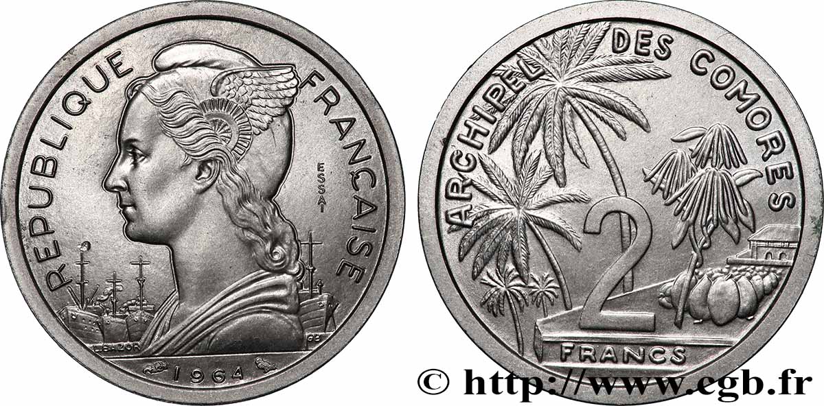 COMORES - Archipel 2 Francs ESSAI 1964 Paris SPL 
