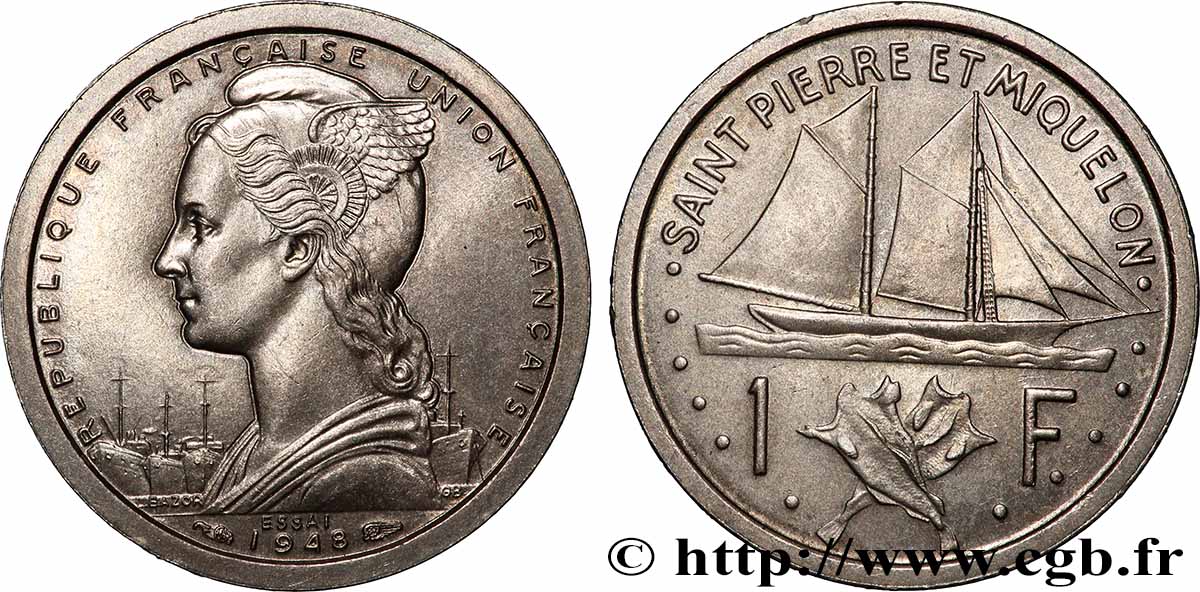 SAINT PIERRE E MIQUELON 1 Franc ESSAI 1948 Paris SPL 