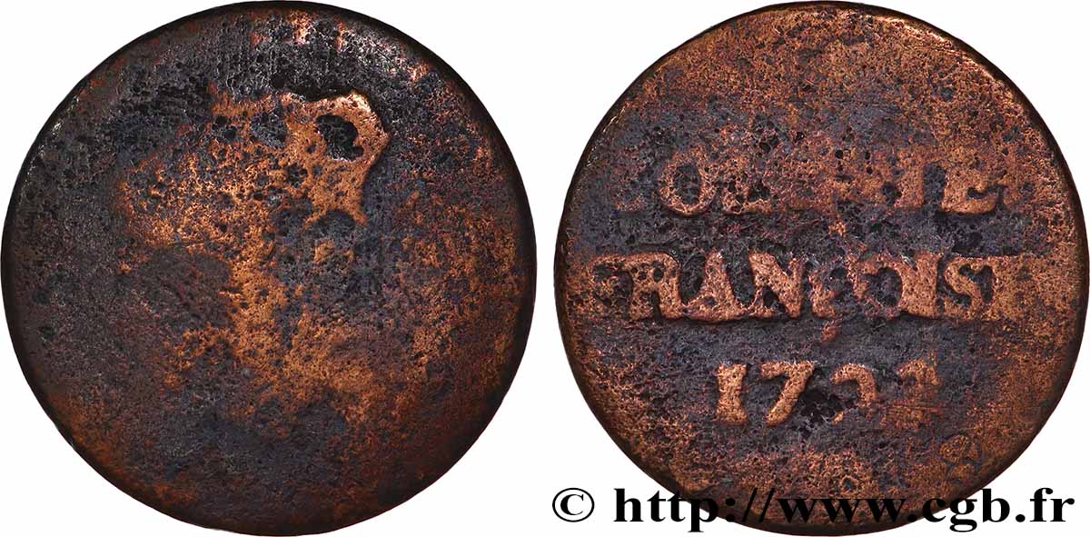 AMERICA - STABILIMENTI FRANCESI 9 Deniers, Colonies Françoises 1722 La Rochelle B 