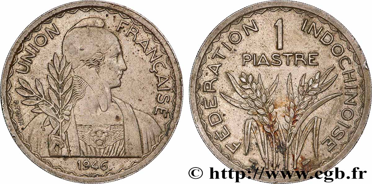 INDOCINA FRANCESE 1 Piastre 1946 Paris q.SPL 