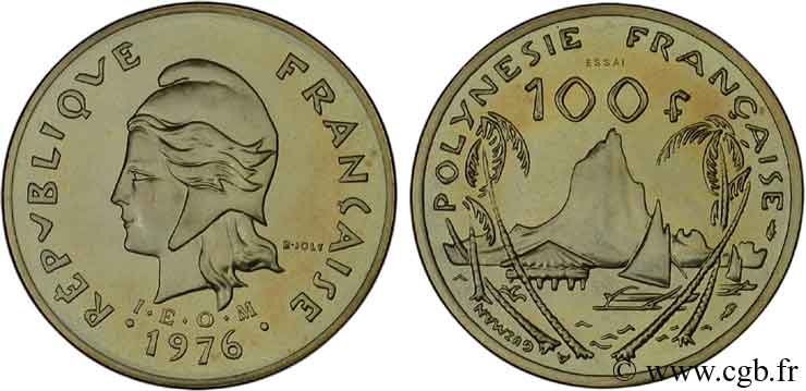 POLINESIA FRANCESE Essai de 100 Francs 1976 Paris MS 