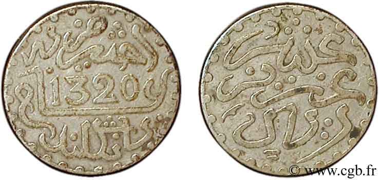 MAROCCO 1 Dirham Abdul Aziz I an 1320 1902 Londres MB 