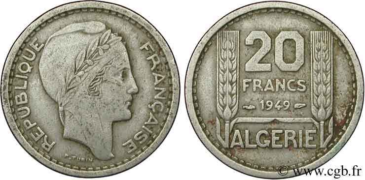 ALGÉRIE 20 Francs Turin 1949  TB 