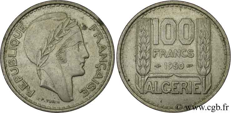 ALGÉRIE 100 Francs Turin 1950  SUP 