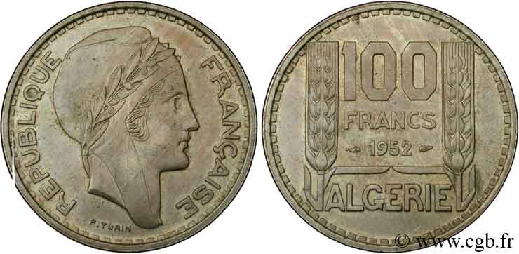 ALGÉRIE 100 Francs Turin 1952  SUP 
