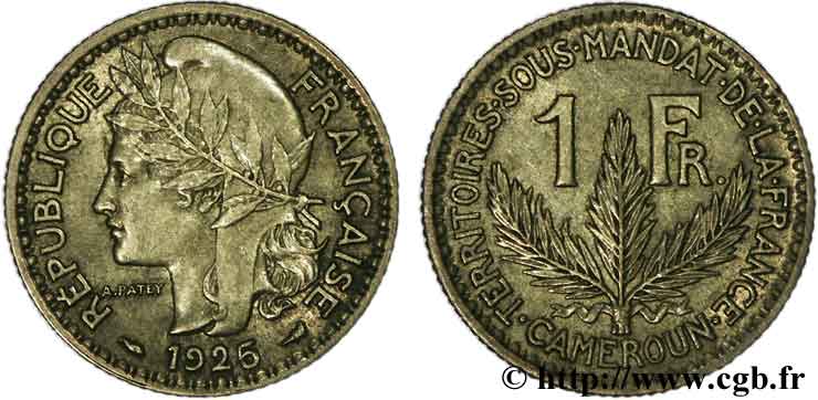 CAMERUN - Mandato Francese 1 Franc 1925 Paris SPL 
