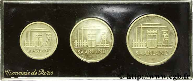 SAARLAND Boîtier d’essais de 10, 20 et 50 Franken 1954 Paris MS 