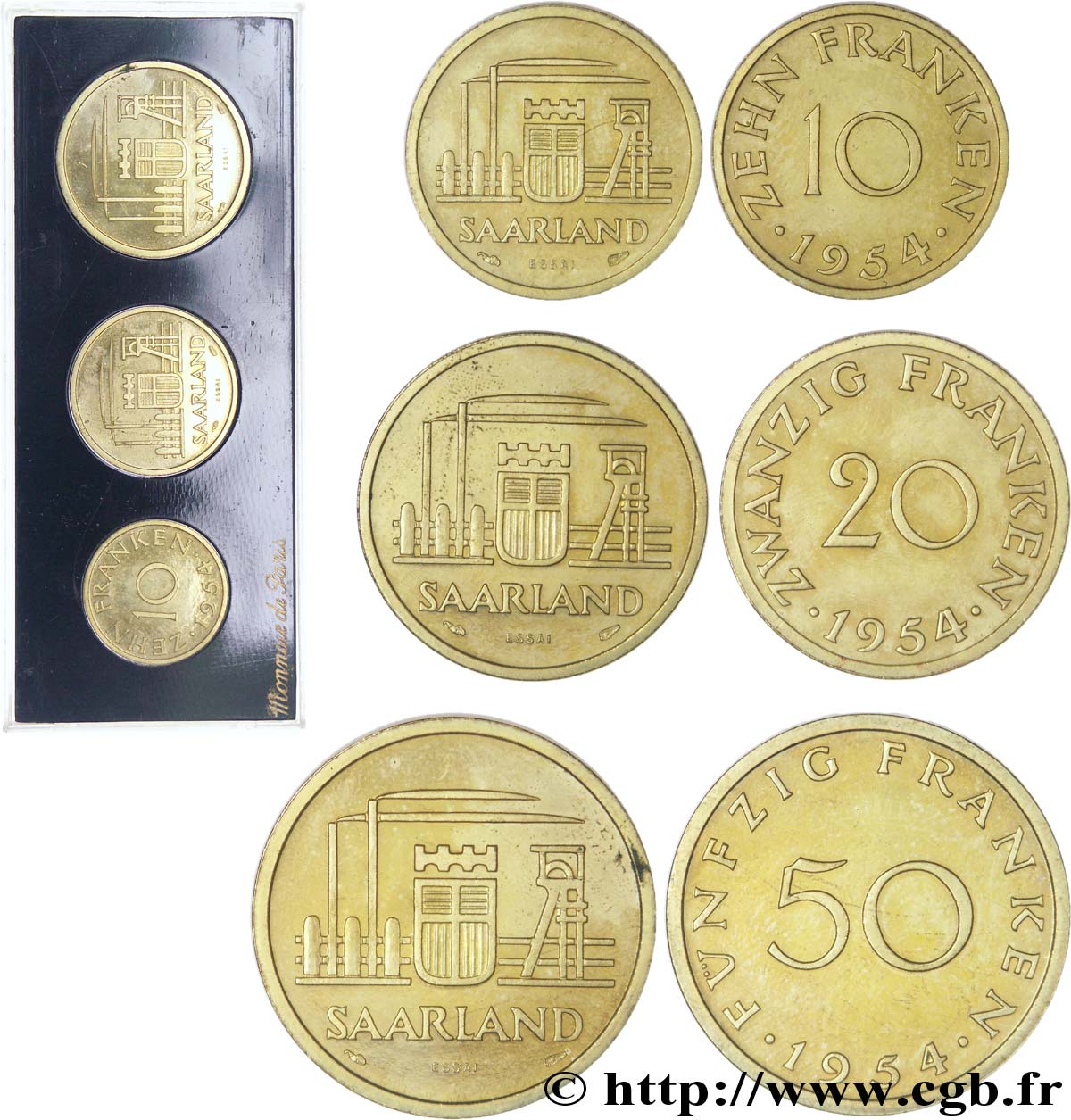 COMORE Série 1, 2, 5, 10 et 20 francs ESSAI 1964 Paris FDC 