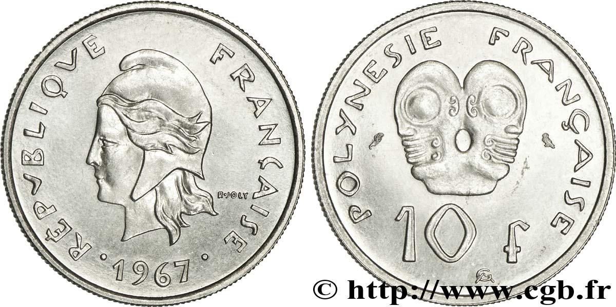 FRANZÖSISCHE-POLYNESIEN 10 Francs (Essai de frappe ?) 1967 Paris fST64 