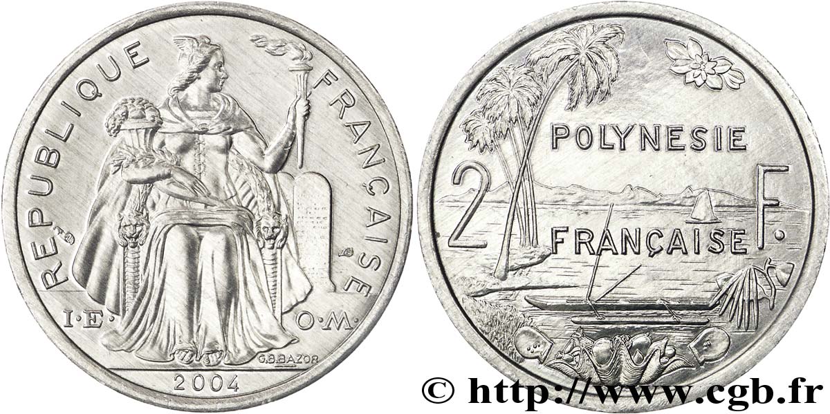 POLINESIA FRANCESE 2 Francs 2004 Paris MS 