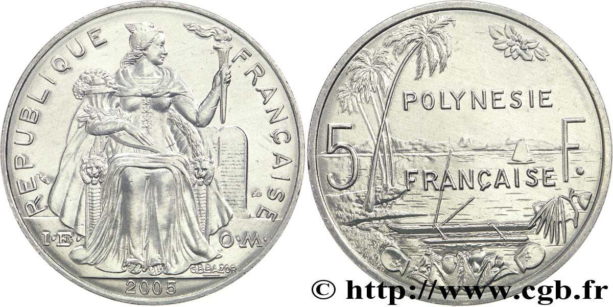 POLINESIA FRANCESE 5 Francs Polynésie Française 2005 Paris MS 