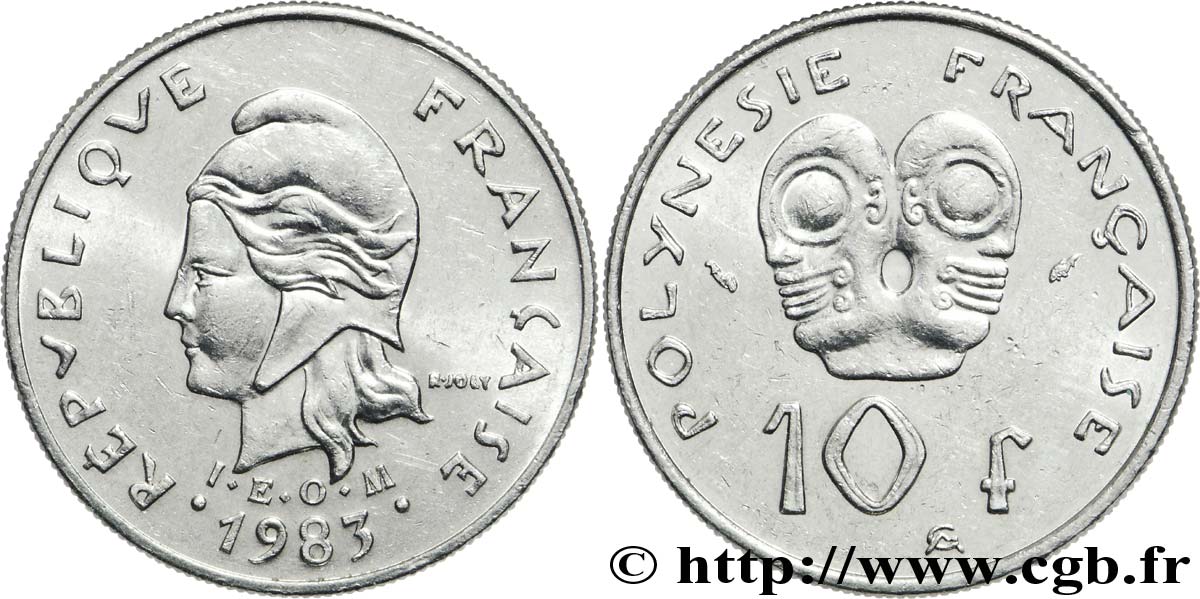 POLINESIA FRANCESE 10 Francs I.E.O.M Marianne 1983 Paris q.SPL 