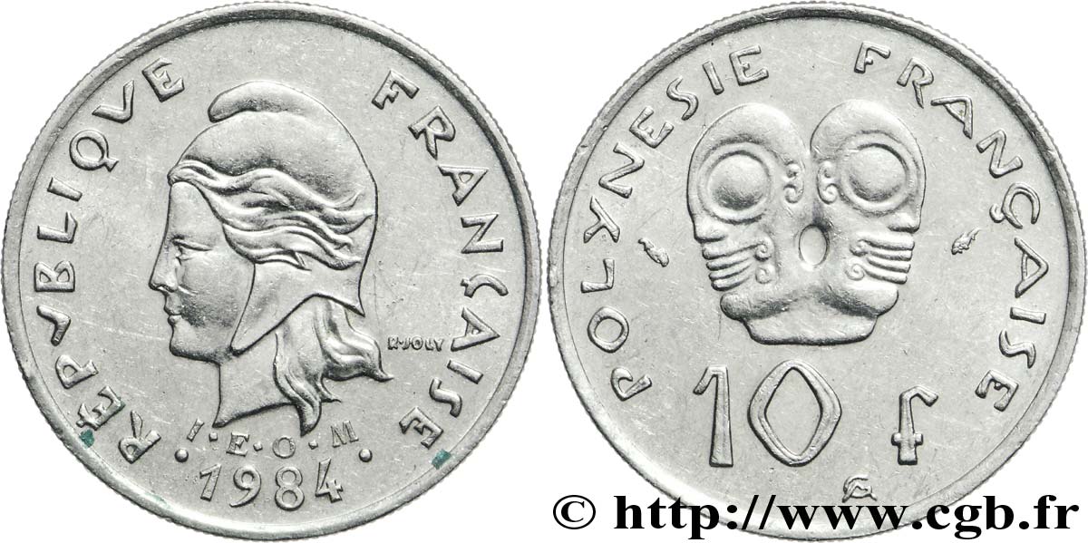 FRENCH POLYNESIA 10 Francs I.E.O.M Marianne 1984 Paris AU 