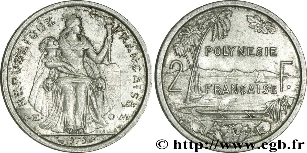 FRANZÖSISCHE-POLYNESIEN 2 Francs I.E.O.M. Polynésie Française 1979 Paris fSS 