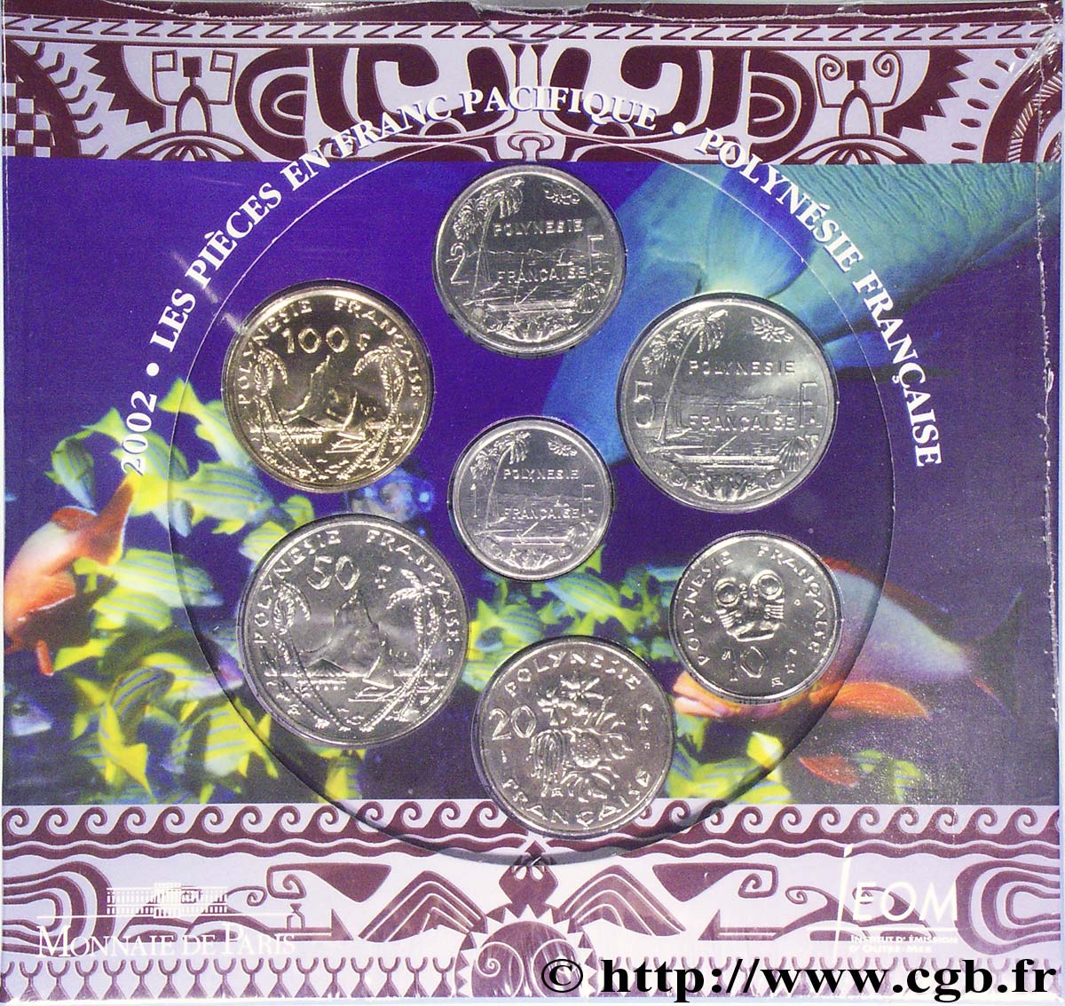 FRANZÖSISCHE-POLYNESIEN Série BU 1, 2, 5, 10, 20, 50 et 100 Francs 2002 Paris ST 