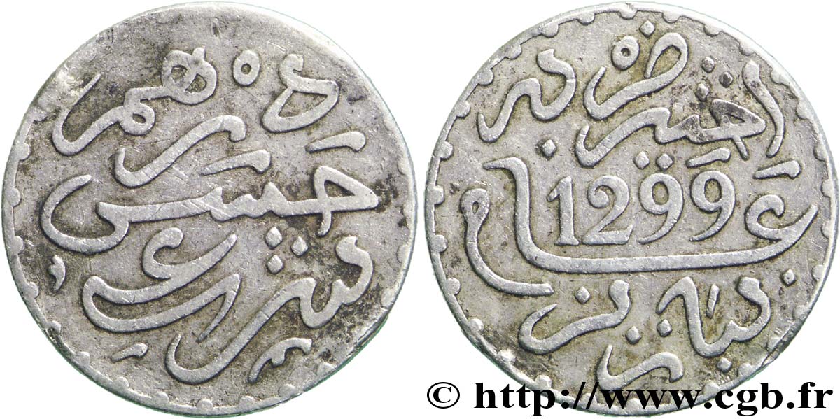 MAROKKO 1 Dirham Hassan I an 1299 1881 Paris SS 