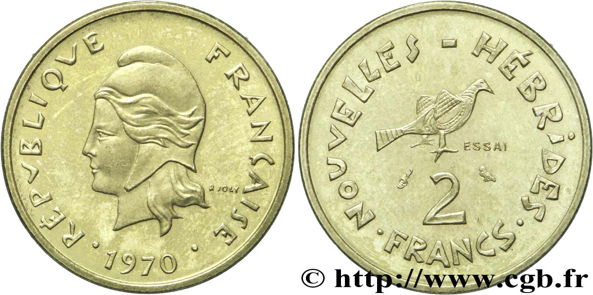 NUOVO EBRIDI (VANUATU dopo1980) Essai de 2 Francs 1970 Paris MS 