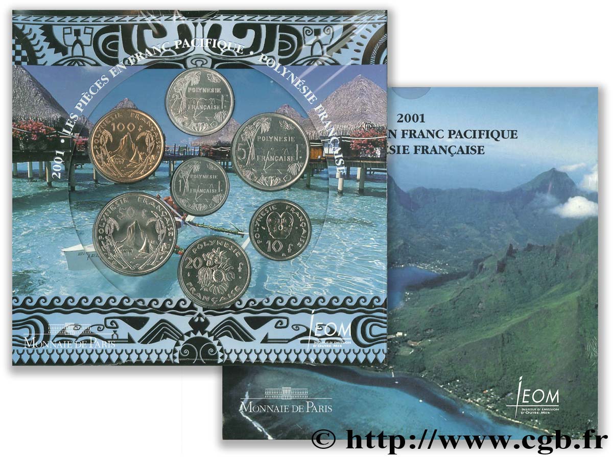 POLINESIA FRANCESA Série BU 1, 2, 5, 10, 20, 50 et 100 Francs 2001 Paris FDC 