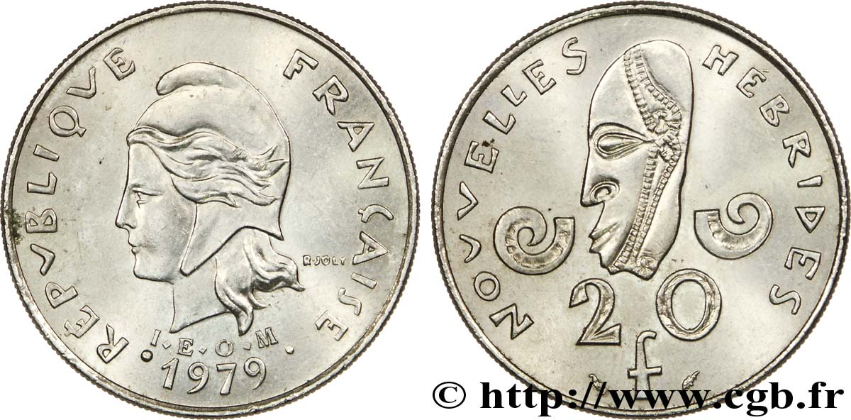 NEW HEBRIDES (VANUATU since 1980) 20 Francs 1979 Paris AU 