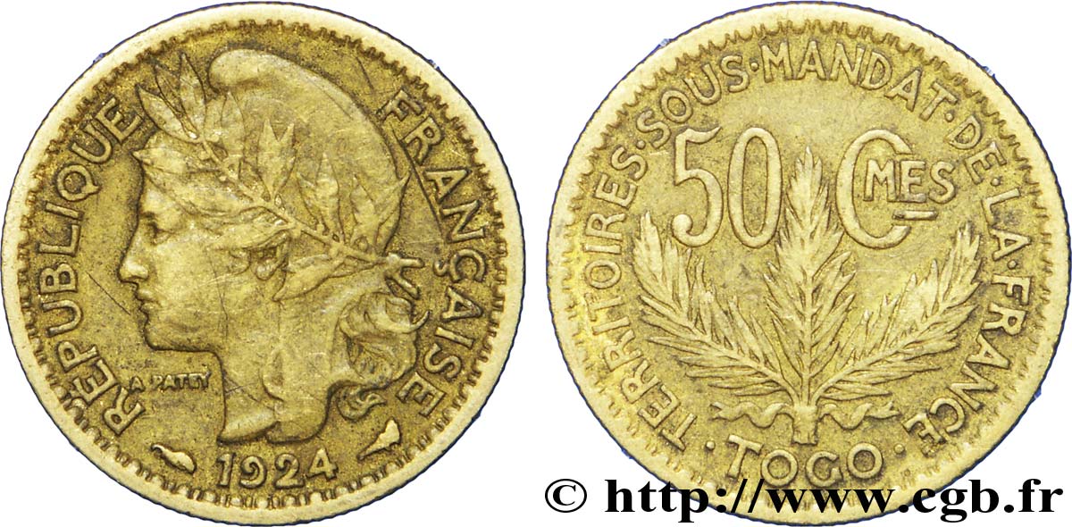 TOGO - FRANZÖSISCHE MANDAT 50 Centimes 1924 Paris fVZ 