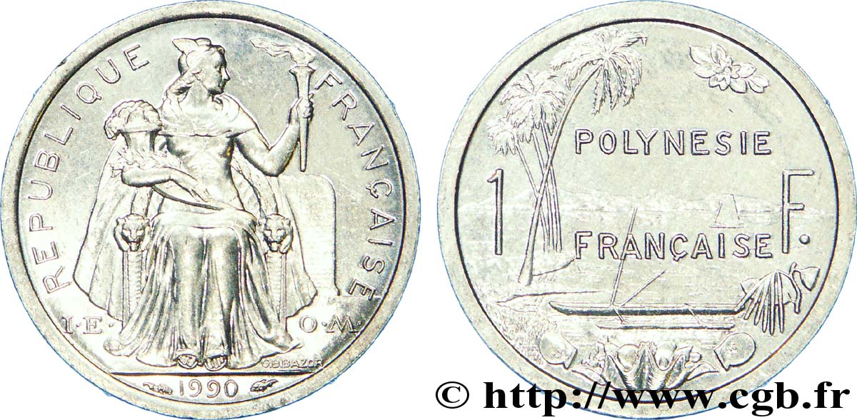 POLYNÉSIE FRANÇAISE 1 Franc I.E.O.M.  1990 Paris SUP 