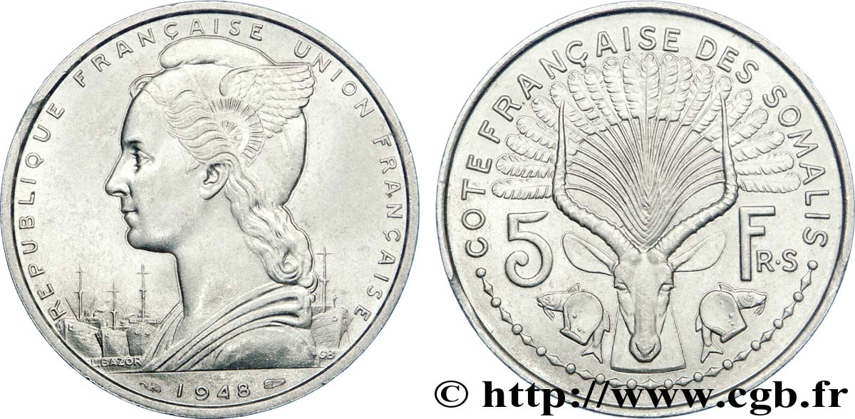 SOMALIA FRANCESE 5 Francs 1948 Paris q.SPL 