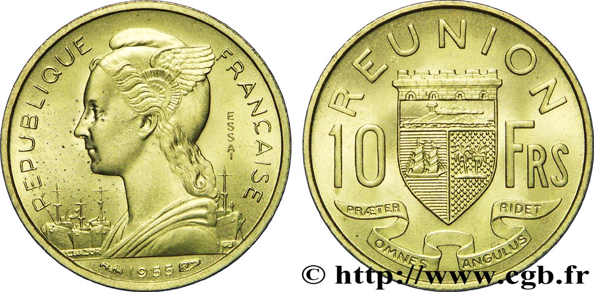 ISOLA RIUNIONE Essai de 10 Francs 1955 Paris MS 