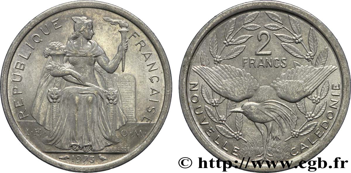 NEW CALEDONIA 2 Francs I.E.O.M.  1973 Paris MS 