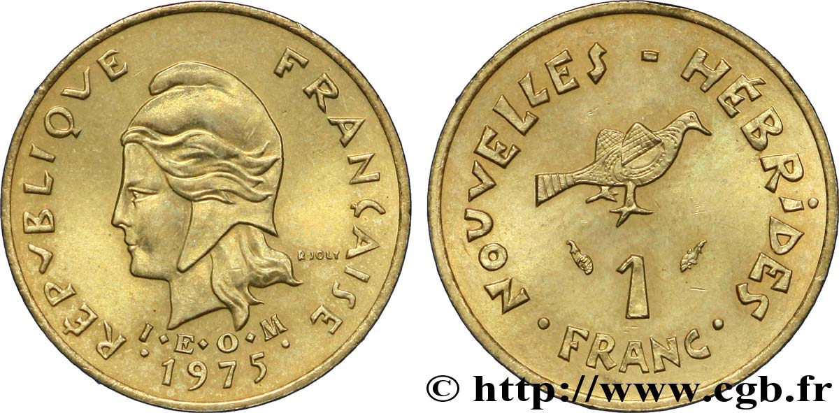 NEW HEBRIDES (VANUATU since 1980) 1 Franc  I. E. O. M. Marianne / oiseau 1975 Paris MS 