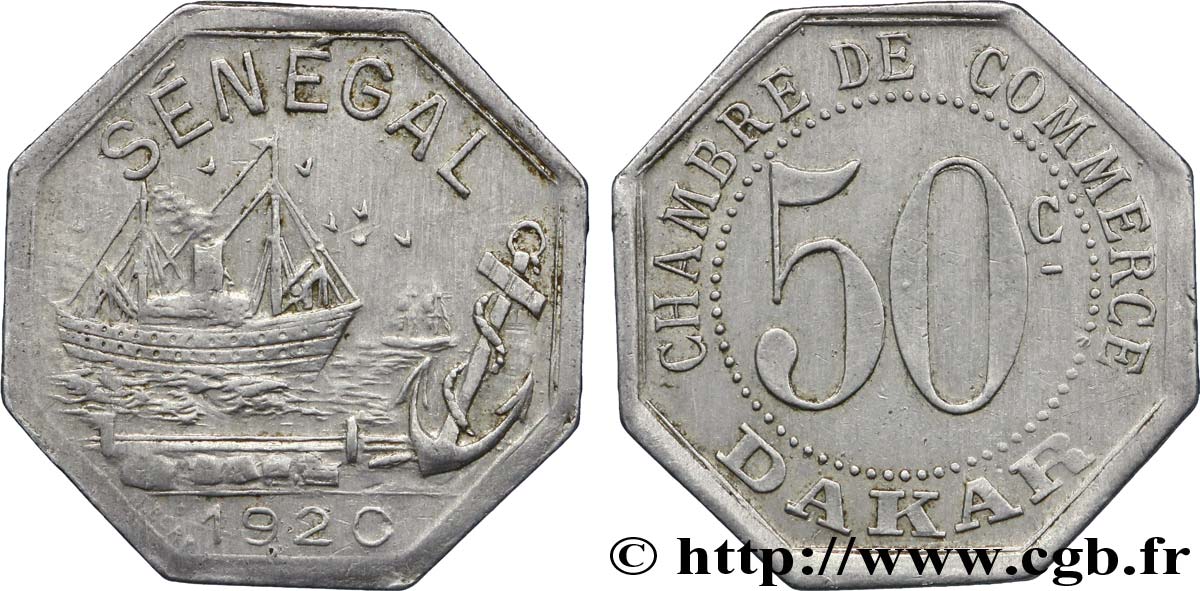 AFRIQUE FRANÇAISE - SÉNÉGAL 50 Centimes Chambre de Commerce Dakar 1920  SS 